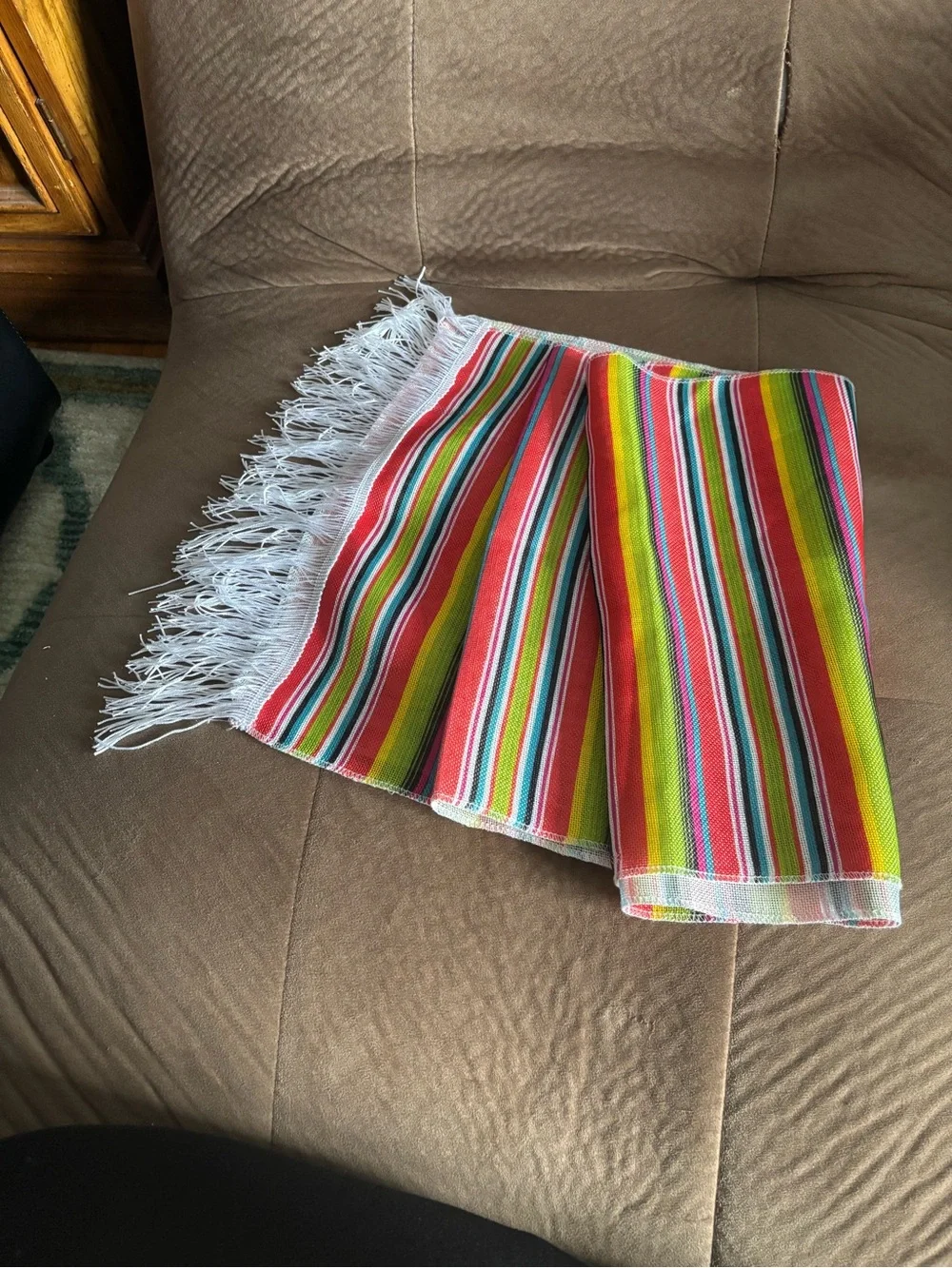 Multicolor Striped Fringe 72” x 14” table runner Mexican fiesta